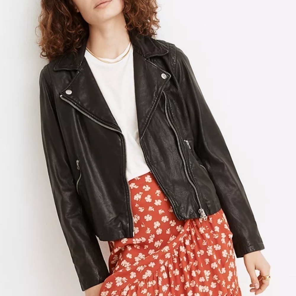Madewell washed leather motorcycle jacket e0488